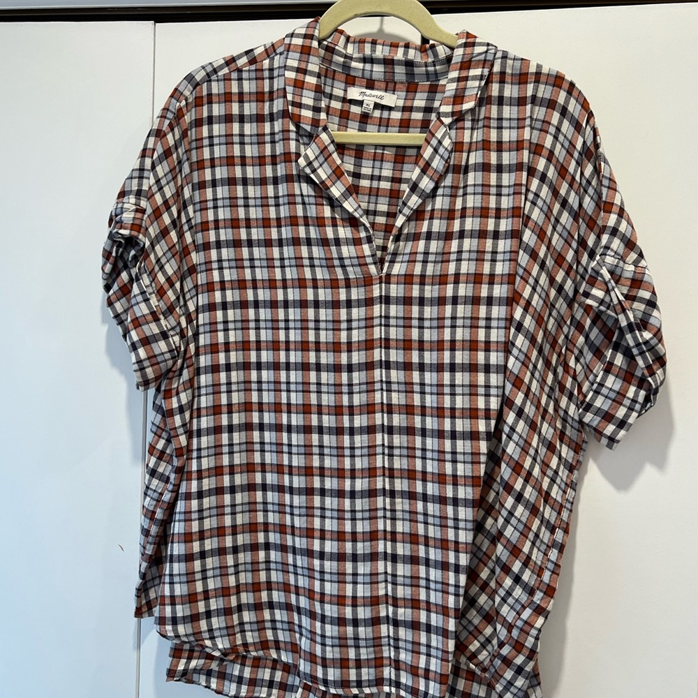 Madewell popover plaid top